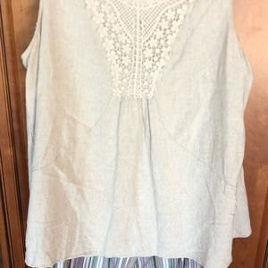 Beige, sleeveless linen tunic.  Size 2XL.